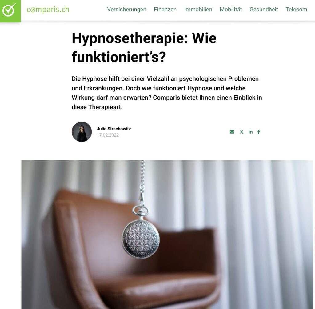 Wie funktioniert hypnosetherapie? Bericht von Comparis.